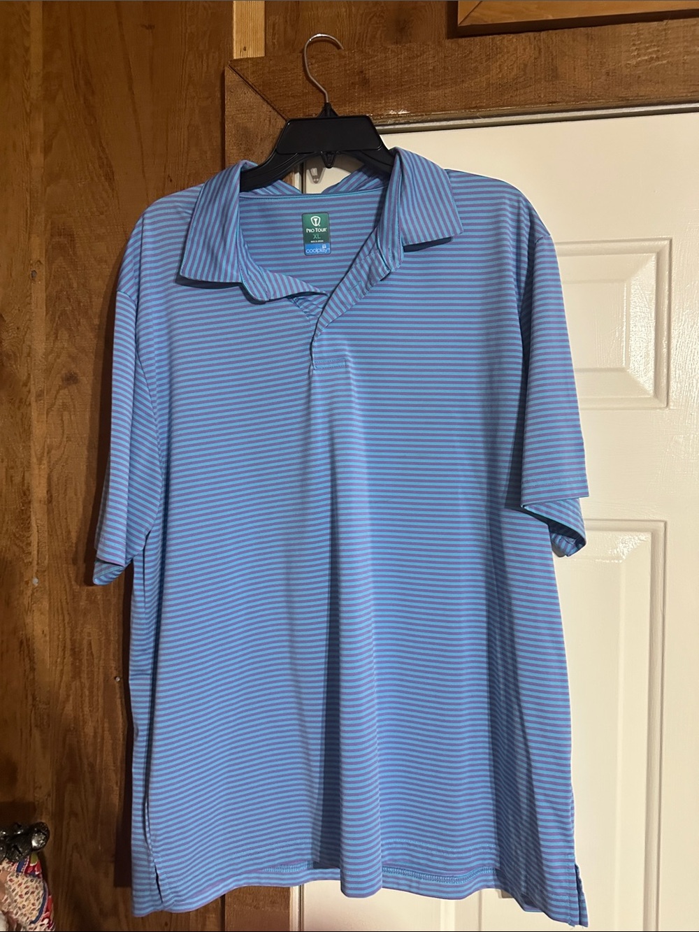 Men's Light Blue Striped Polo Shirt